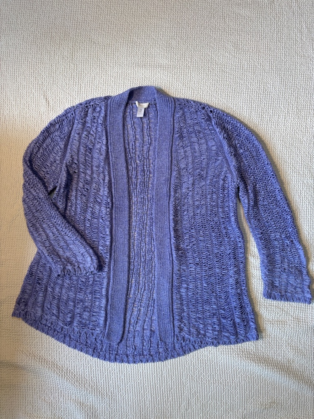 Chico's Lavender Open-Front Satin Ballerina Shrug Cardigan, XL NWOT, Loose Weave